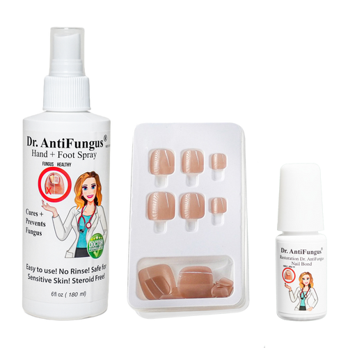 Dr. AntiFungus Press-On Toe Nails + Hand & Foot Spray Bundle