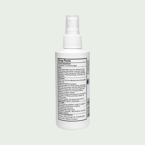 White spray bottle with label on a white background