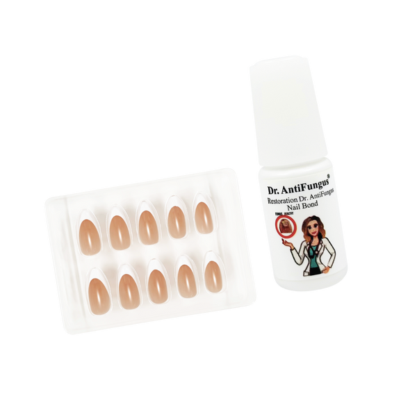Dr. AntiFungal nail restoration product with packaging on a white background