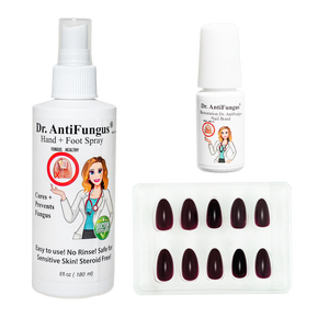 Antifungal Press on Finger Nails + Hand & Foot Spray Bundle