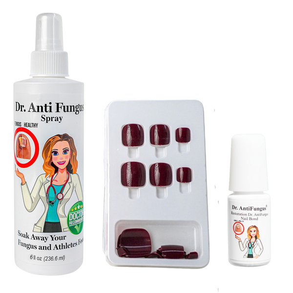 Dr. Anti Fungus Press on Nails + Hand & Foot Spray Bundle