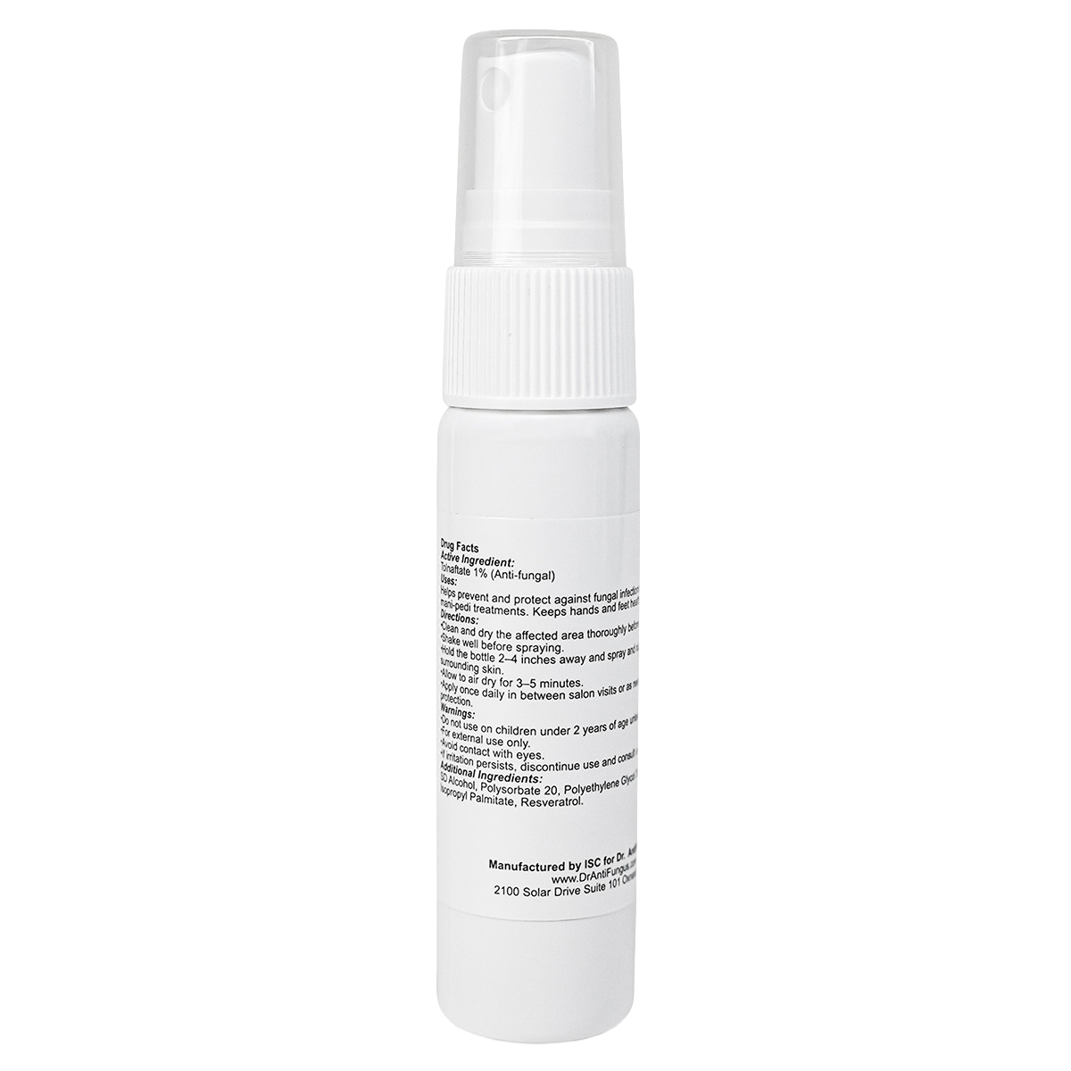 White spray bottle with text on a white background