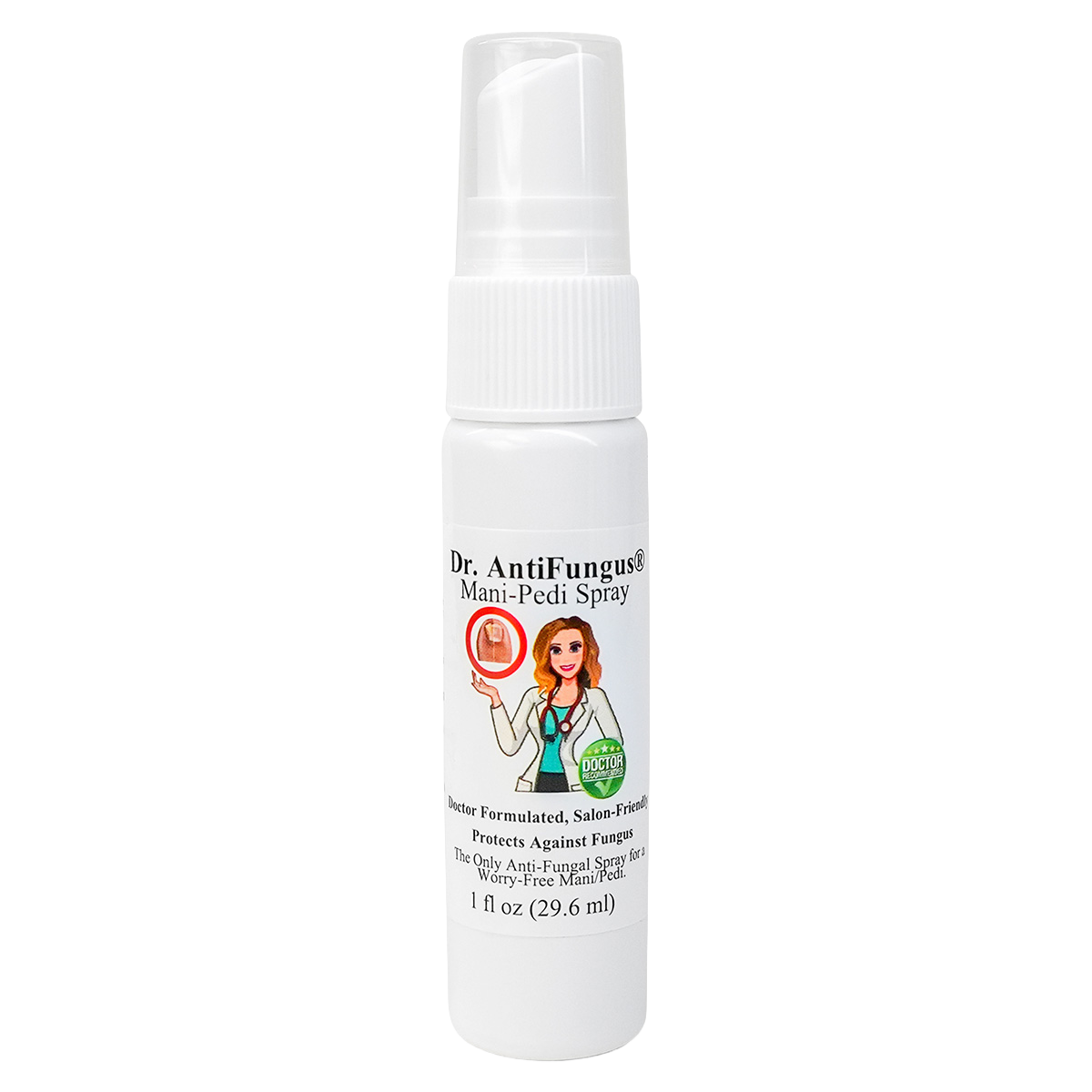 Dr. AntiFungus Mani-Pedi Spray bottle on a white background