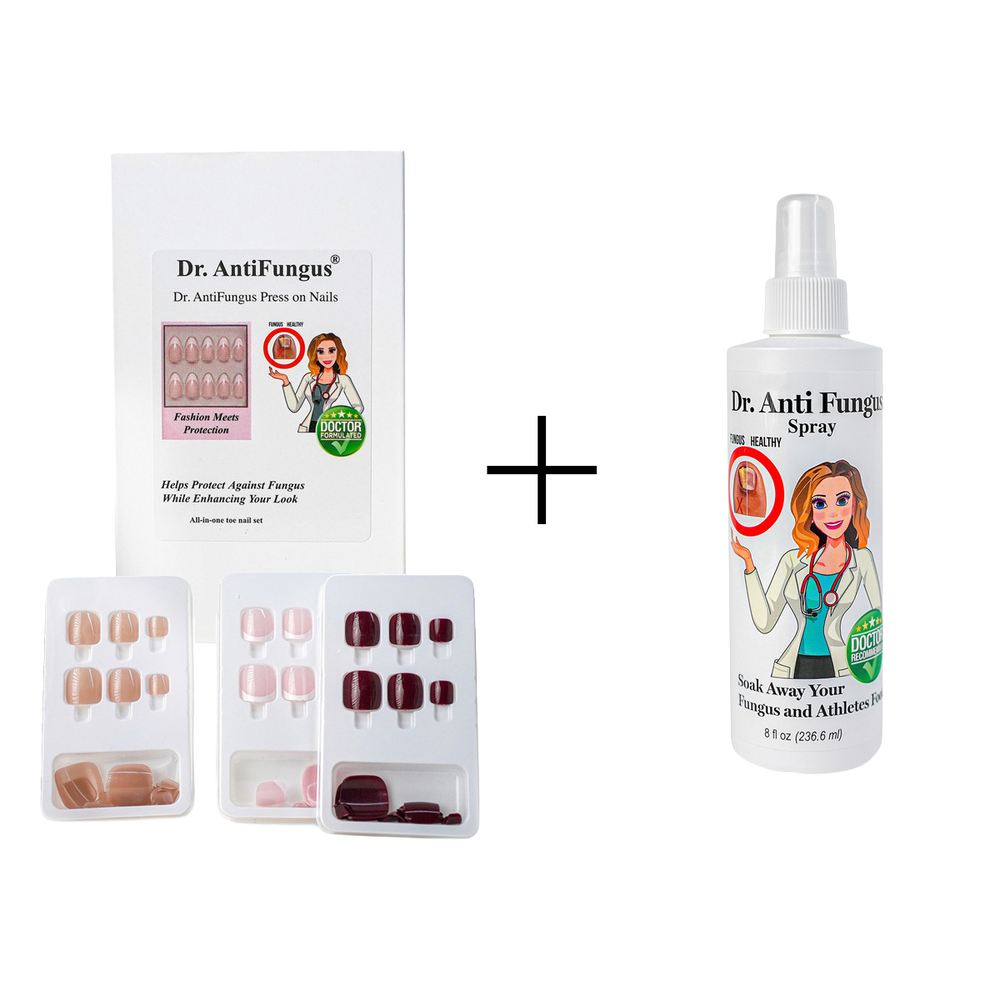 Antifungal Press on Nails + Hand & Foot Spray Bundle