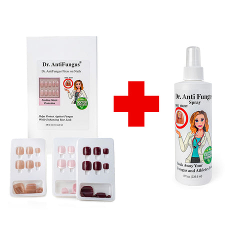 Antifungal Press on Nails + Hand & Foot Spray Bundle