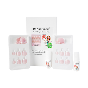 Dr. AntiFungus nail care product set with packaging on a white background